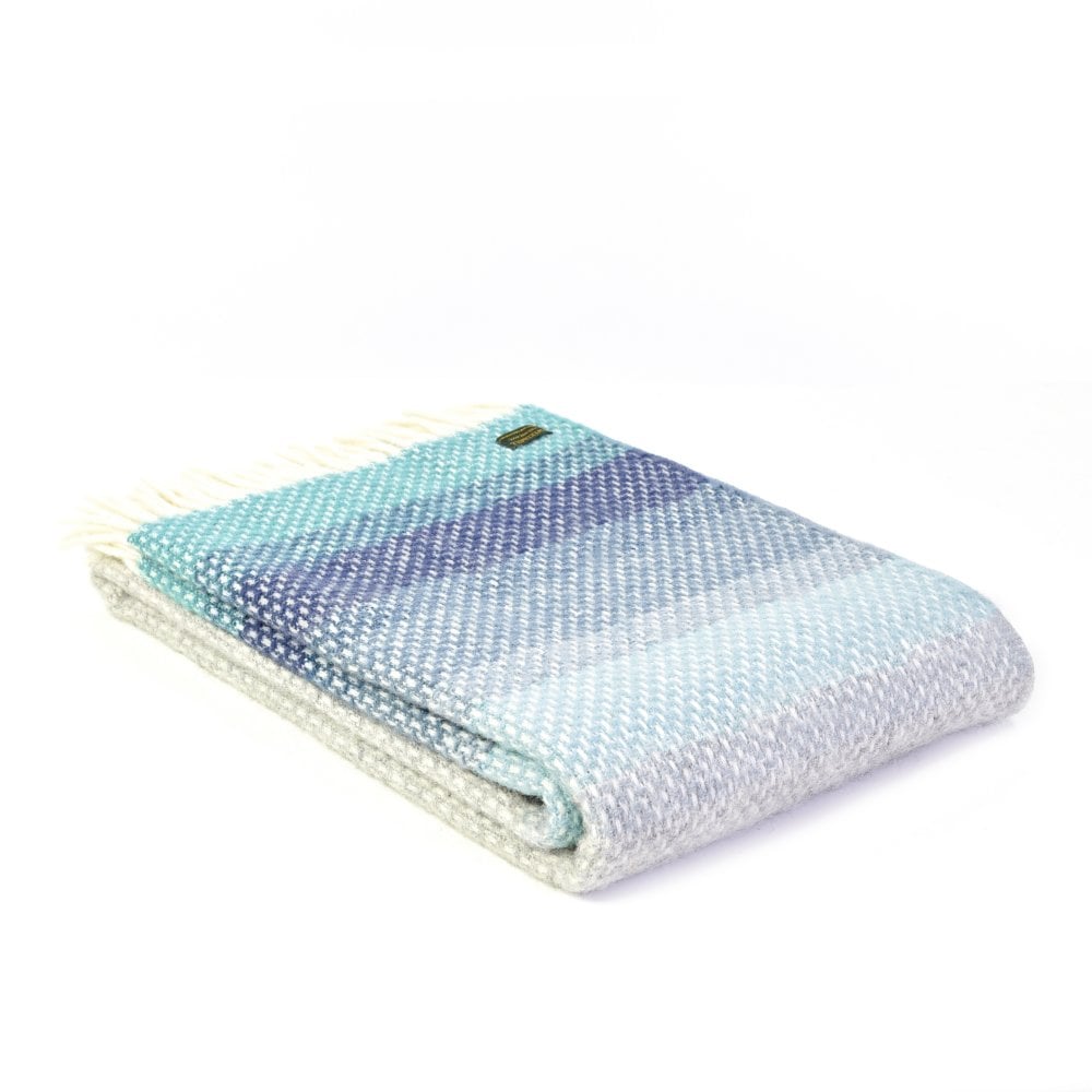 Tweedmill Ombre Seaside Blue Pure New Wool Throw 130cm x 200cm