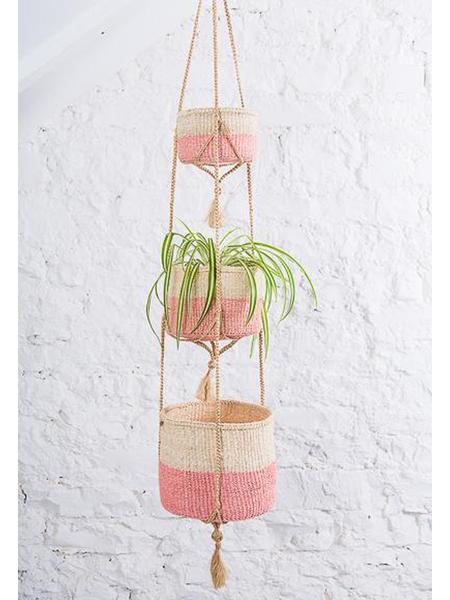 The Basket Room Three Tier Handwoven Jute Plant Hanger