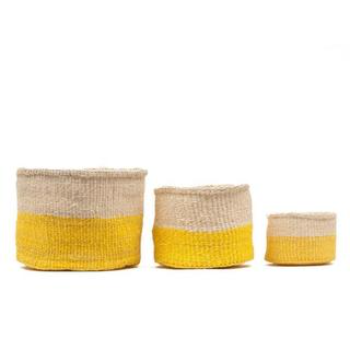 The Basket Room XS Yellow Colour Block Woven Basket