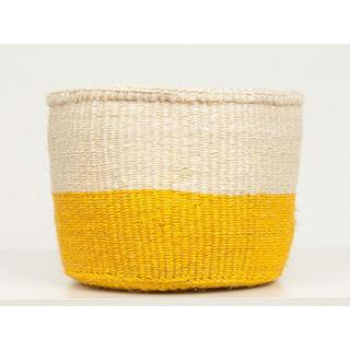 The Basket Room Small Yellow Colour Block Woven Basket