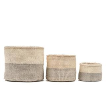 The Basket Room Small Grey Colour Block Woven Basket