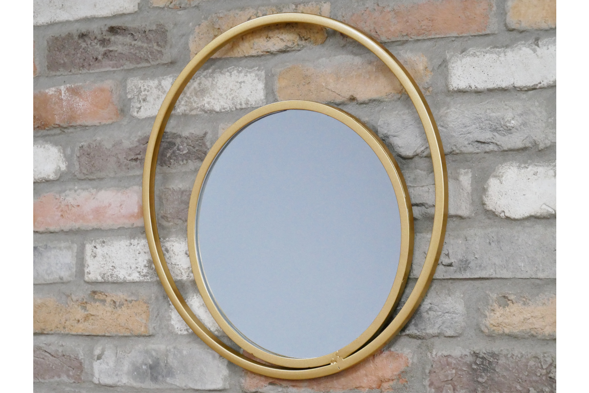 &Quirky Round Gold Metal Mirror