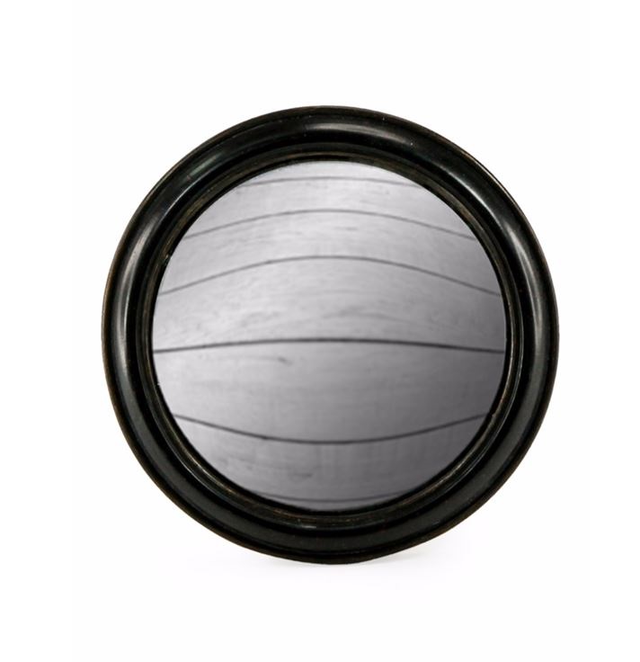 &Quirky Black Rounded Framed Large Convex Mirror