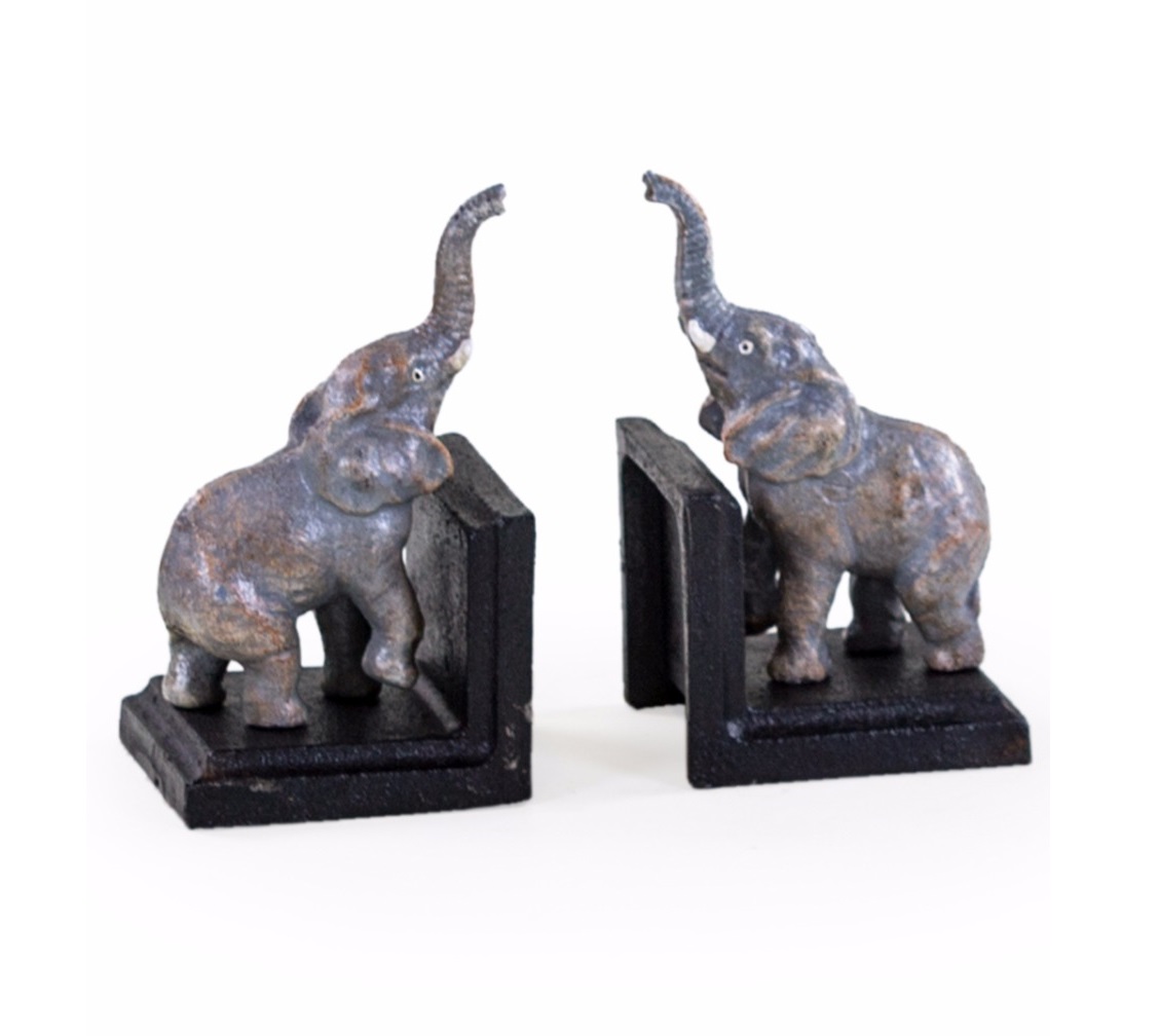 &Quirky Cast Iron Antique Elephant Bookends