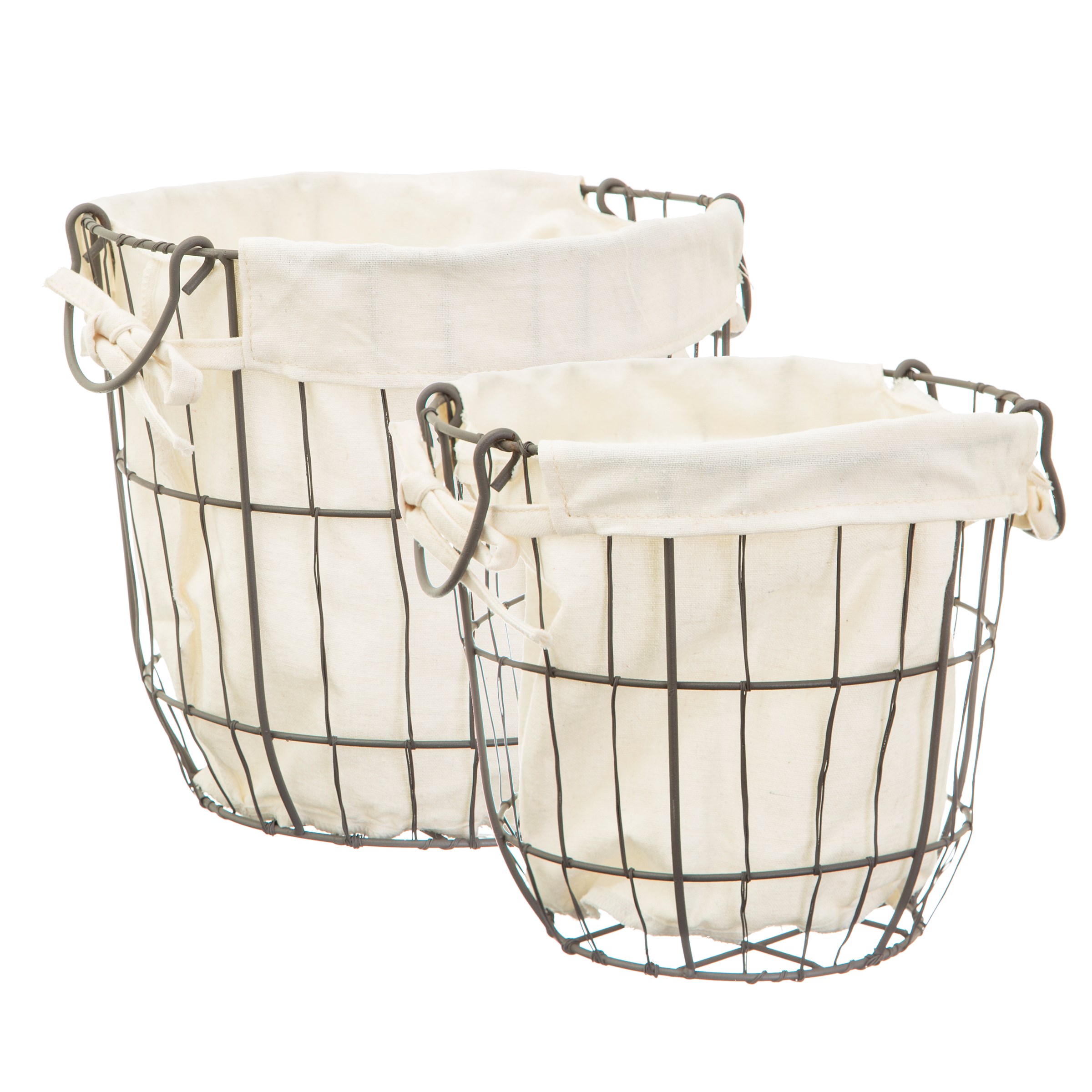 Sass & Belle  Round Wire Storage Baskets With Lining Set of 2