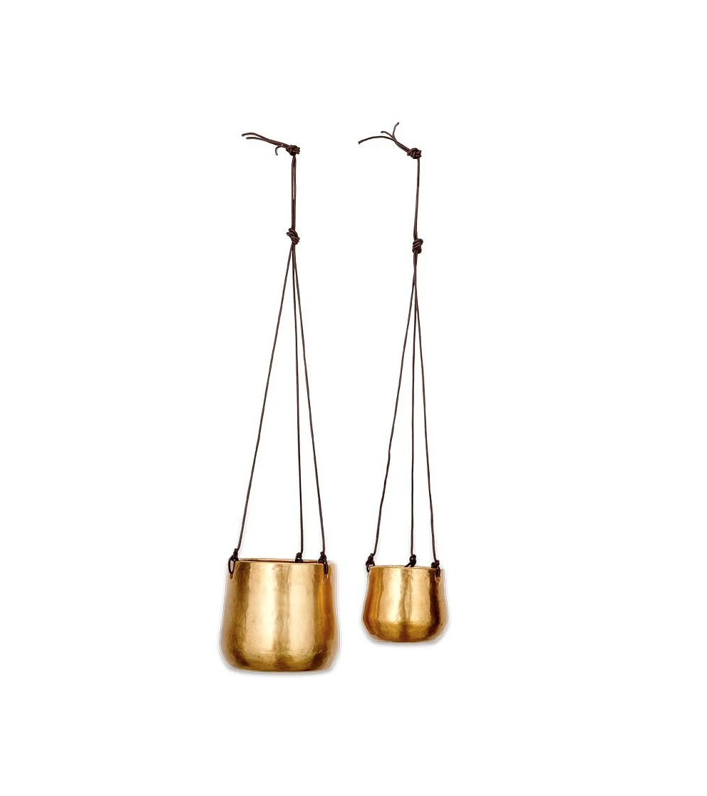 Nkuku Atsu Brass Hanging Planter - Small