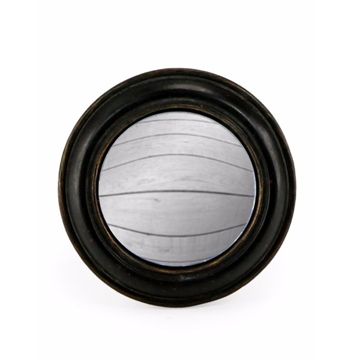 &Quirky Black Round Framed Small Convex Mirror