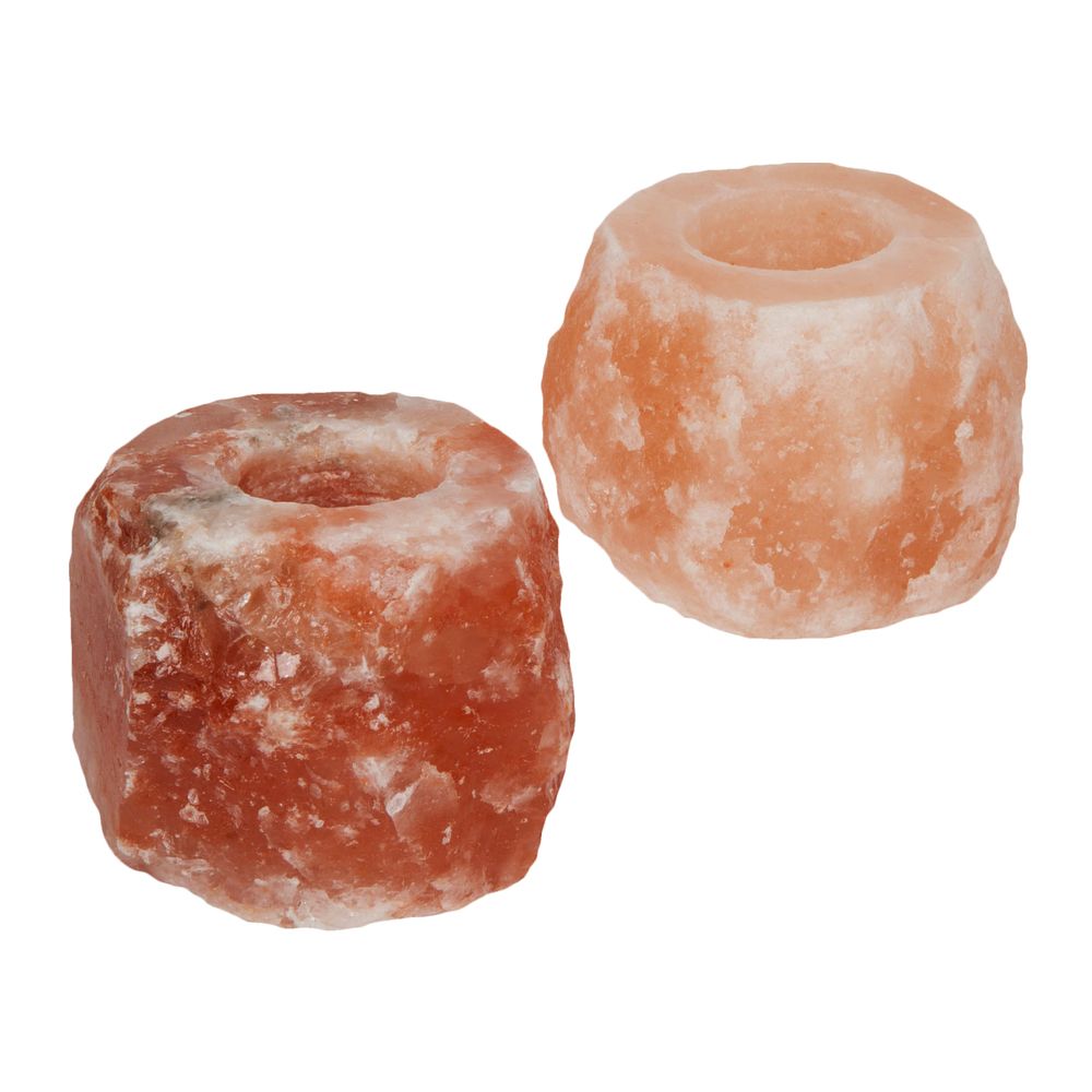 MOR Interiors Set of 2 Himalayan Rock Salt Candle Holders