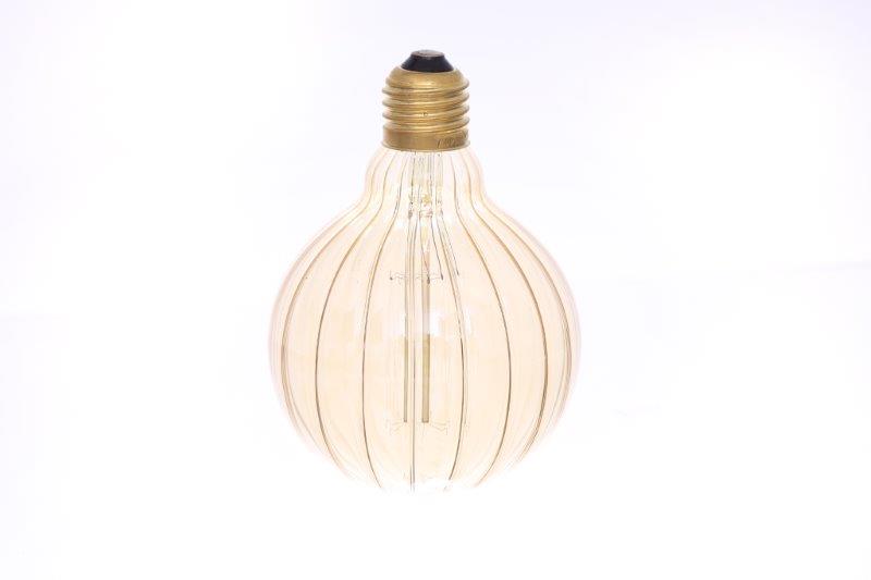 &Quirky Groove Cut Amber Glass Light Bulb