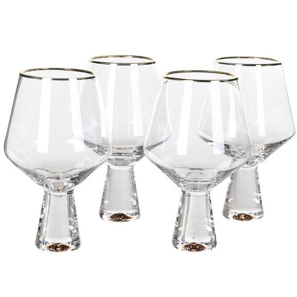 HAYGEN Set Of 4 Gold Rim Wine Glasses