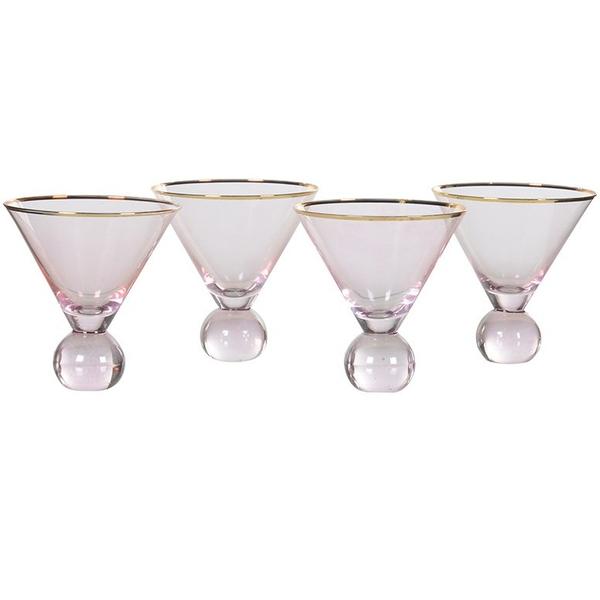 HAYGEN Set of 4 Pink Gold Martini Glasses