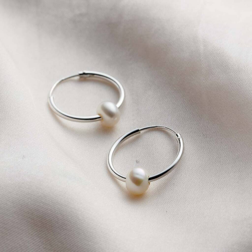 Posh Totty Designs Silver Pearl Hoop Earrings