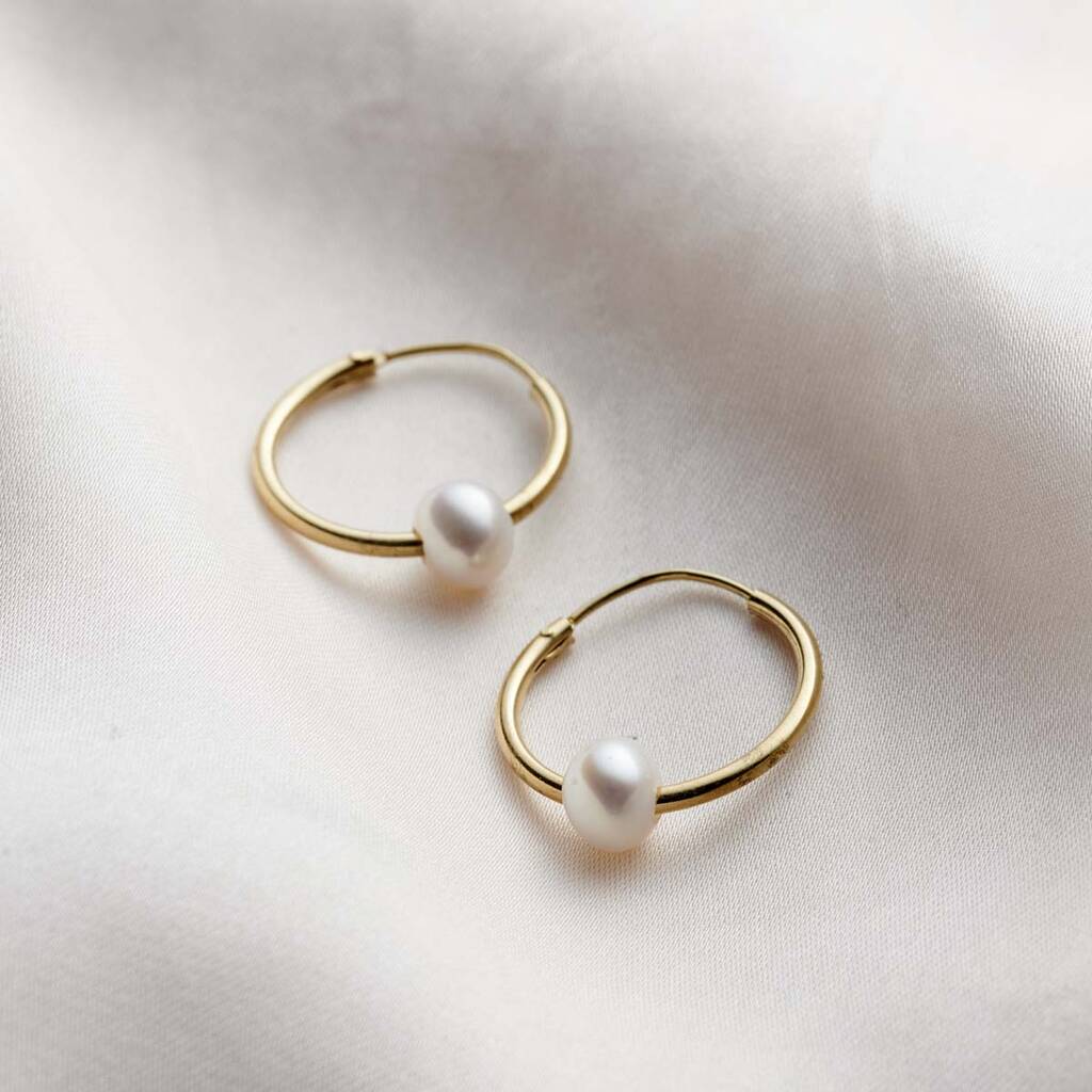 Posh Totty Designs Gold Pearl Hoop Earrings