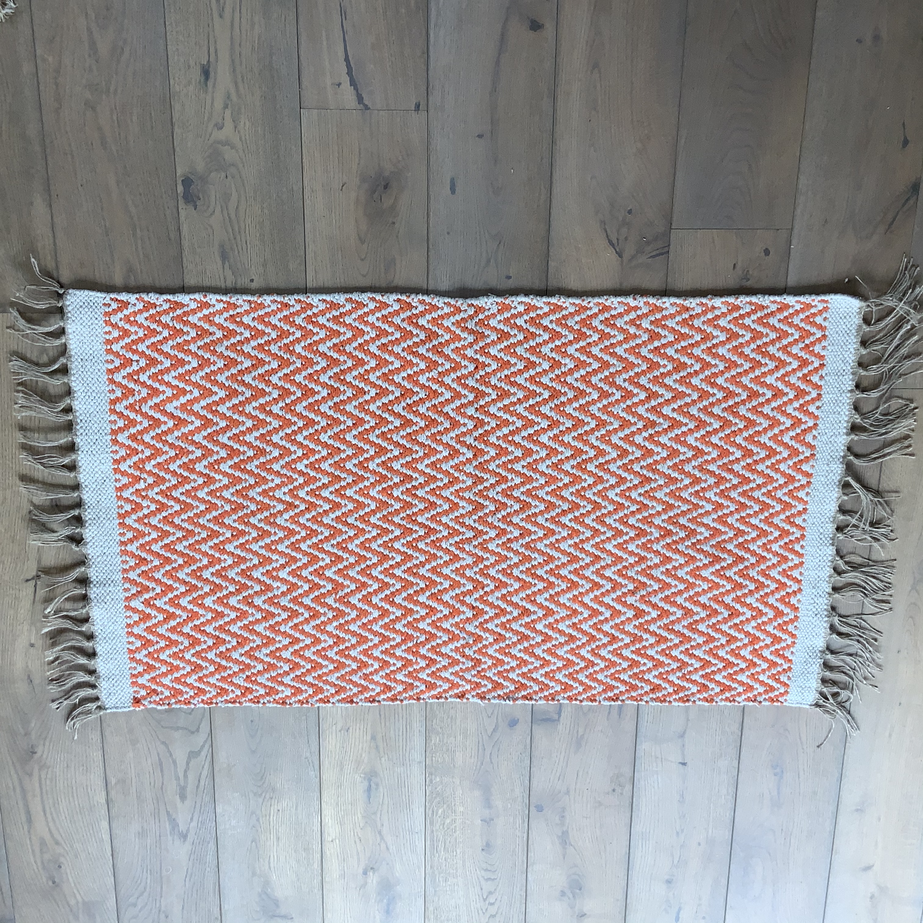 Bill & Edna Tangerine diamond weave eco cotton & jute rug