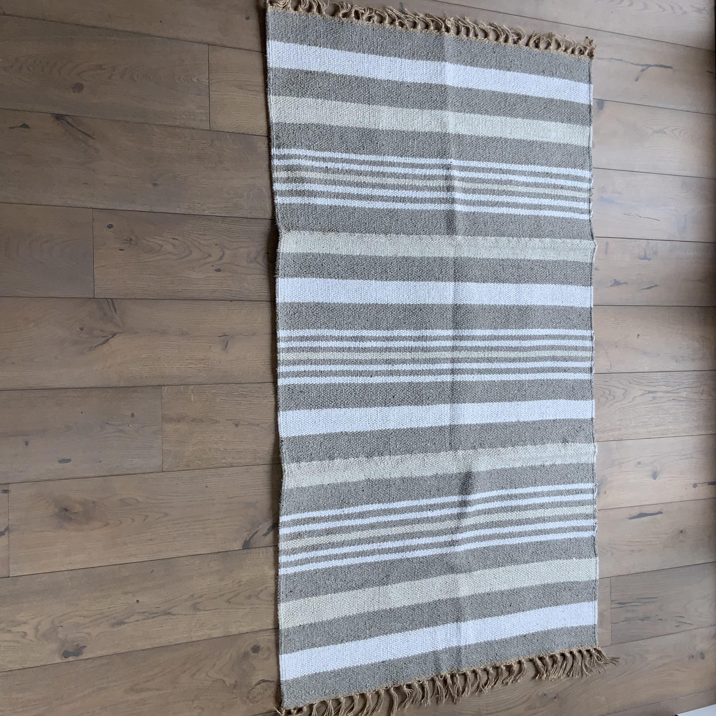 Bill & Edna Natural Striped Cotton & Jute Eco Rug