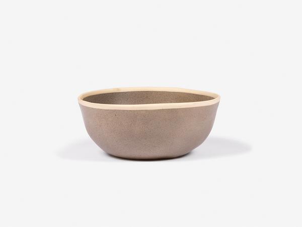 Folkdays Ceramic Bowl With White Rim Grey Big