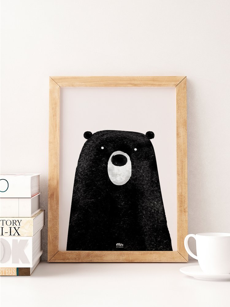 My Name is Mir Cute Bear Kids Room Wall Print A3