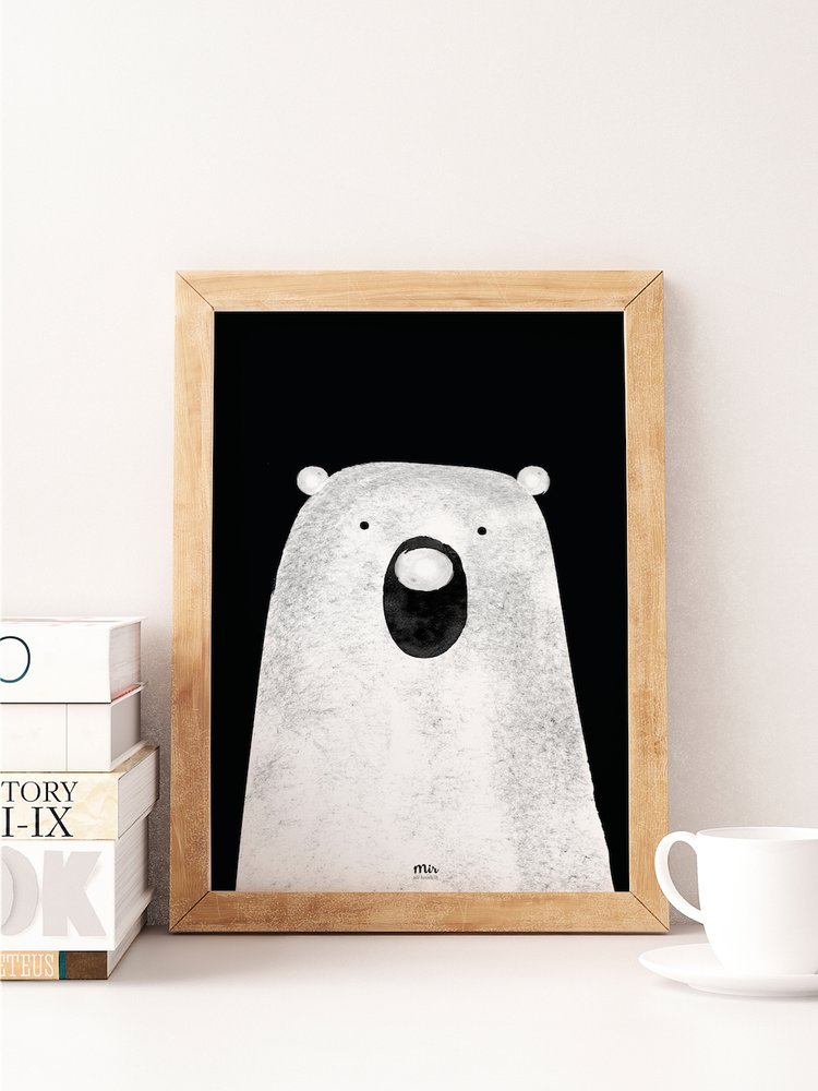 My Name is Mir Polar Bear Kids Room Wall Print A3