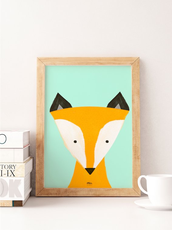 My Name is Mir Little Fox Kids Room Wall Print A3