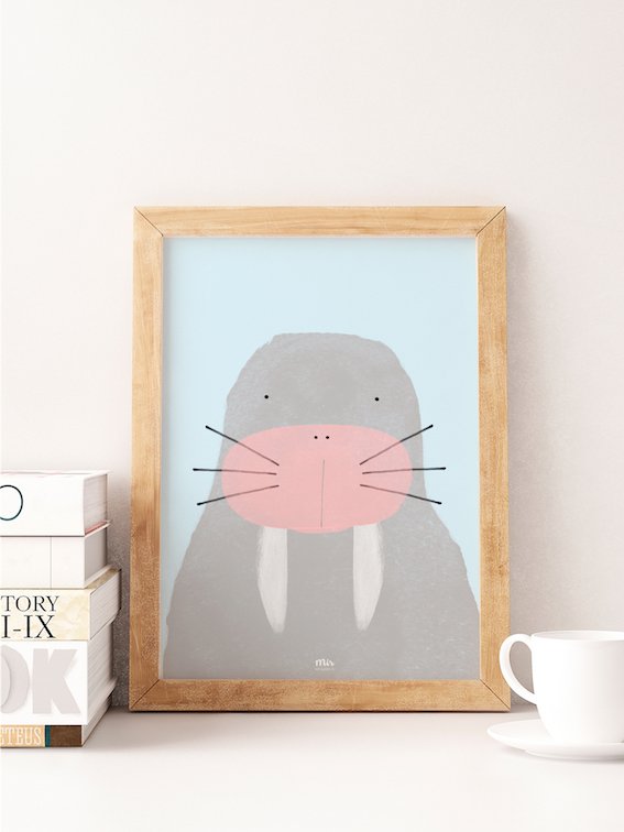 My Name is Mir Walrus Kids Room Wall Print A3