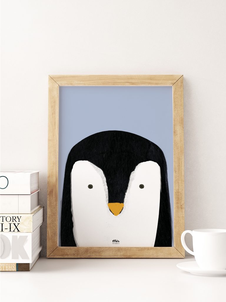 My Name is Mir Cute Penguin Kids Room Wall Print A3