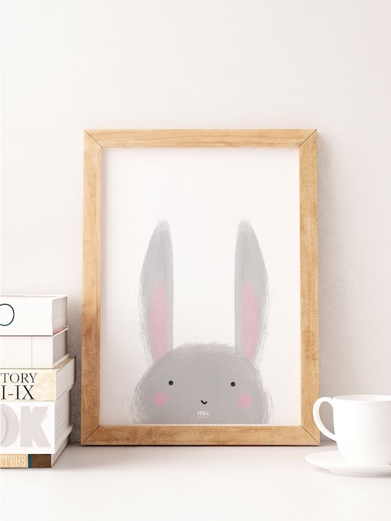 My Name is Mir Little Bunny Kids Room Wall Print A3