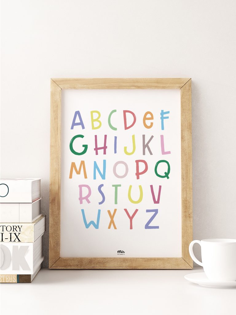 My Name is Mir ABC Letters Kids Room Wall Print A3