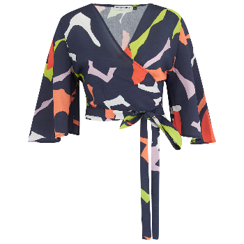 Stidtson Studio The Oriole Wrap Top - Navy Print