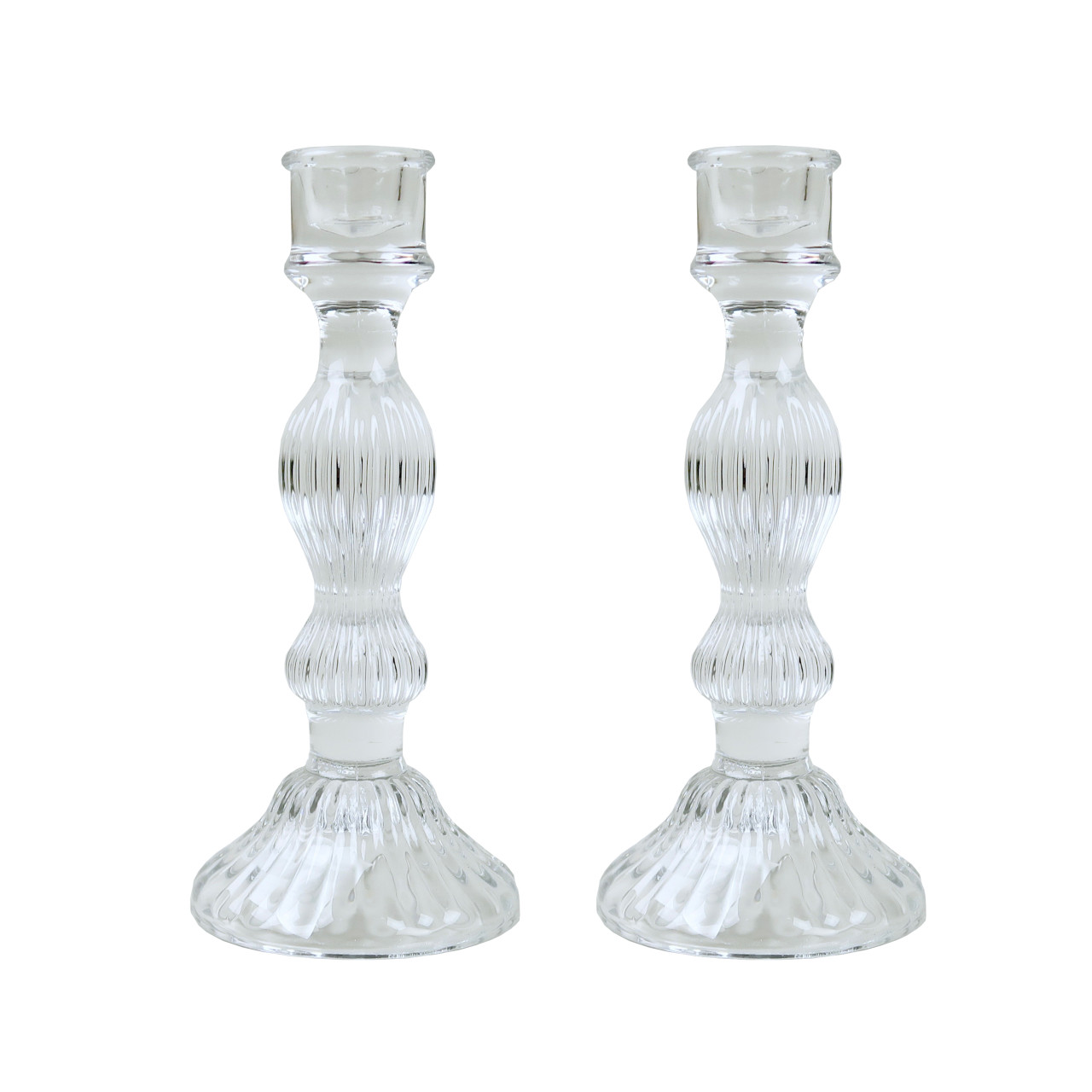 Grand Illusions Glass 'Bella' Candlestick - Clear - Set of 2