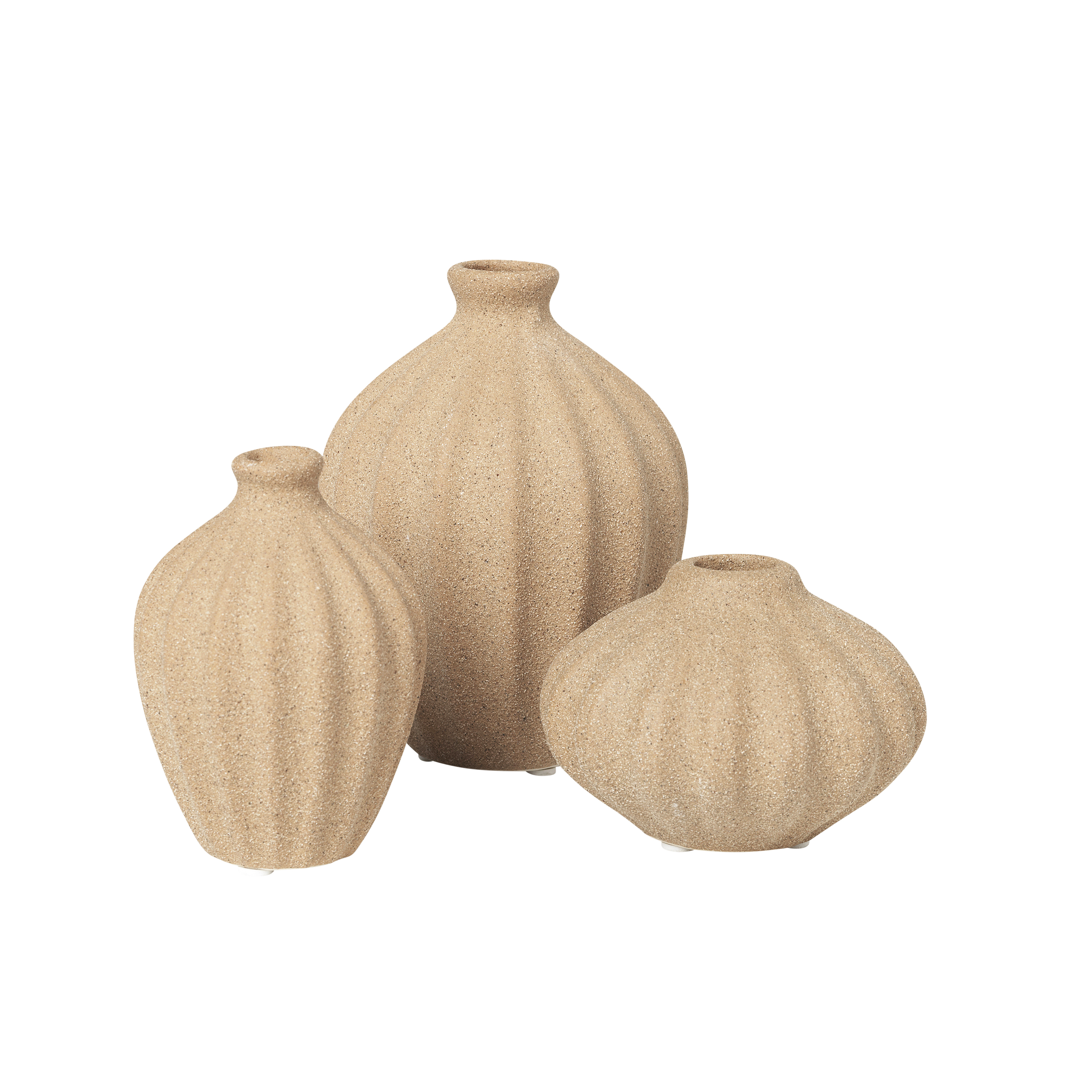 Broste Copenhagen Set of 3 ' Amalie ' Indian Tan Vases