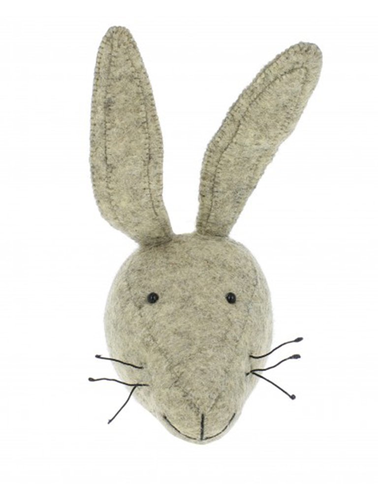 Fiona Walker England Mini Hare Head In Grey