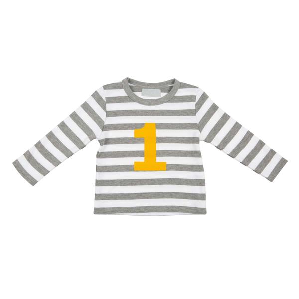 Bob and Blossom Grey Marl Mustard Number Tee