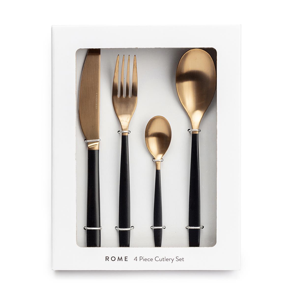 Chickidee Rose Gold and Black Cutlery Set