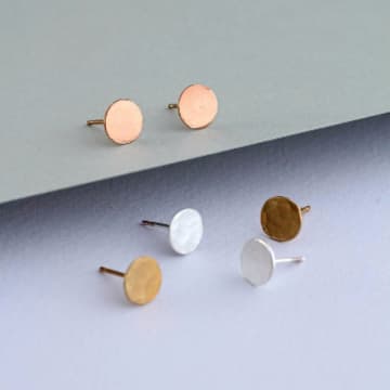 Posh Totty Designs Hammered Sterling Silver Disc Earrings In Metallic