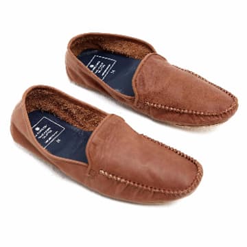 La Portegna Brown Rodrigo Leather Slippers