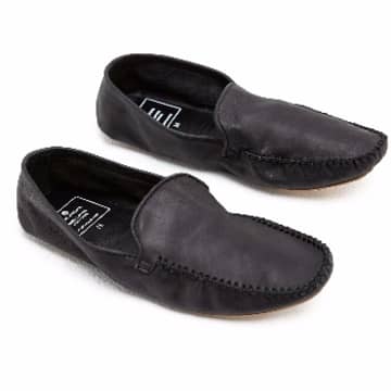 La Portegna Black Rodrigo Leather Slippers