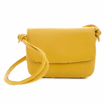 La Portegna Lucia Mustard Leather Handbag In Yellow