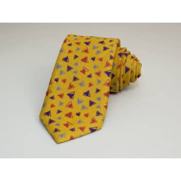 40 Colori Triangles Printed Linen Tie In Pink