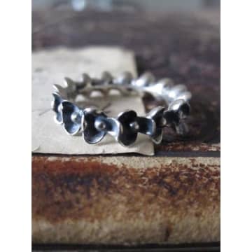 Collardmanson Silver Flower Ring In Metallic