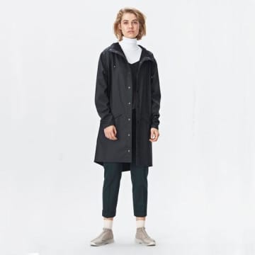 Rains Black Long Jacket In Green