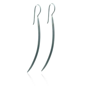 Collardmanson Silver Long Curved Earrings In Metallic