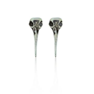 Window Dressing The Soul Silver Bird Skull Stud Earrings In Metallic