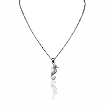 Collardmanson Silver Seahorse Necklace In Metallic