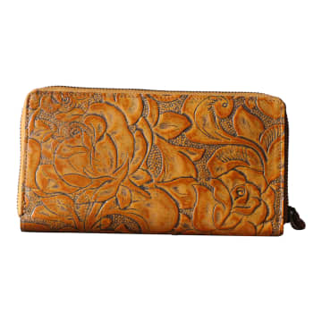 Collardmanson Tan Floral Wallet In Neutrals