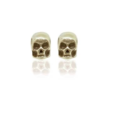 Collardmanson Gold Plated Skull Stud Earrings In Metallic