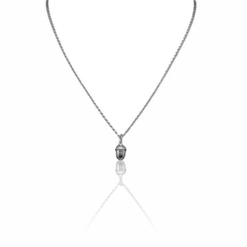 Collardmanson Silver Acorn Necklace In Metallic