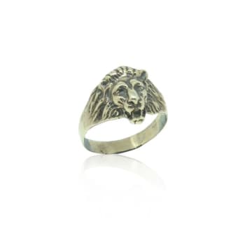 Collardmanson Silver Lion Ring In Metallic