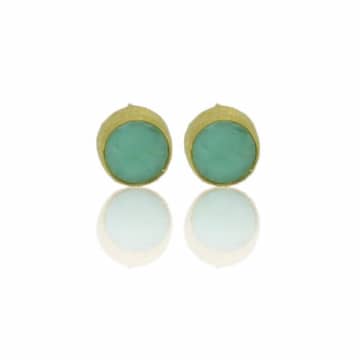 Collardmanson Gold Plated Chrysophrase Stud Earrings