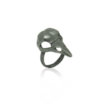 Window Dressing The Soul Oxidised Black Bird Skull Ring