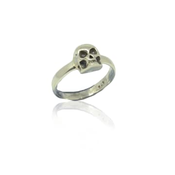 Window Dressing The Soul Oxidised Silver Skull Ring In Metallic